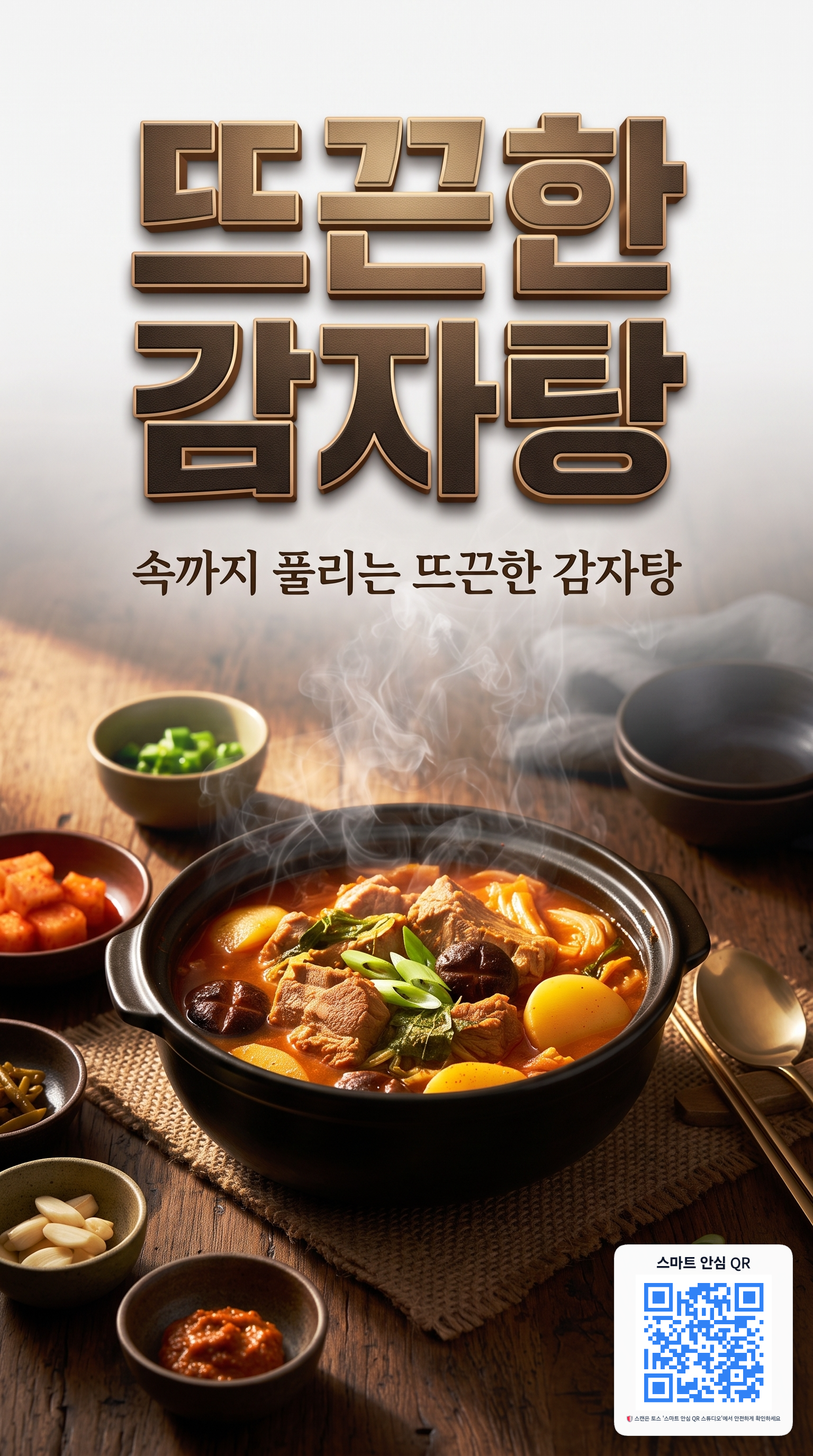 어피더스의 토스미니앱 QR코드가 합성된 감자탕포스터